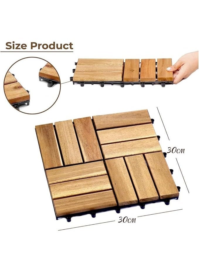 FFD Wooden Floor Interlocking Decking Tiles Hardwood Flooring Deck Brown 30x3x30cm - Image 2